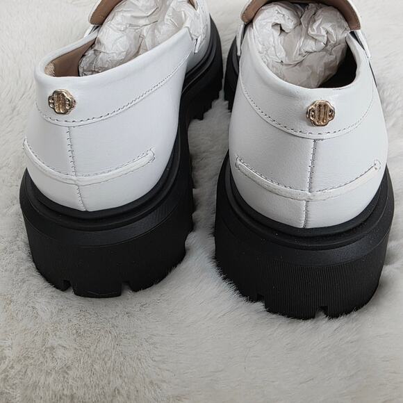 Maje White Leather Chunky Platform Lug Sole Loafers Clover Detail EU 40 / US 9 - Picture 8 of 15
